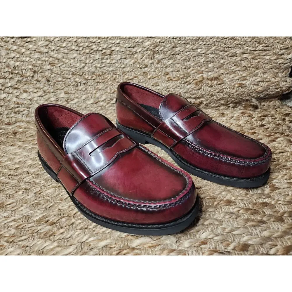 Rockport Men’s Burgundy Maroon Size 11 W Leather Penny Loafers Dress Shoes